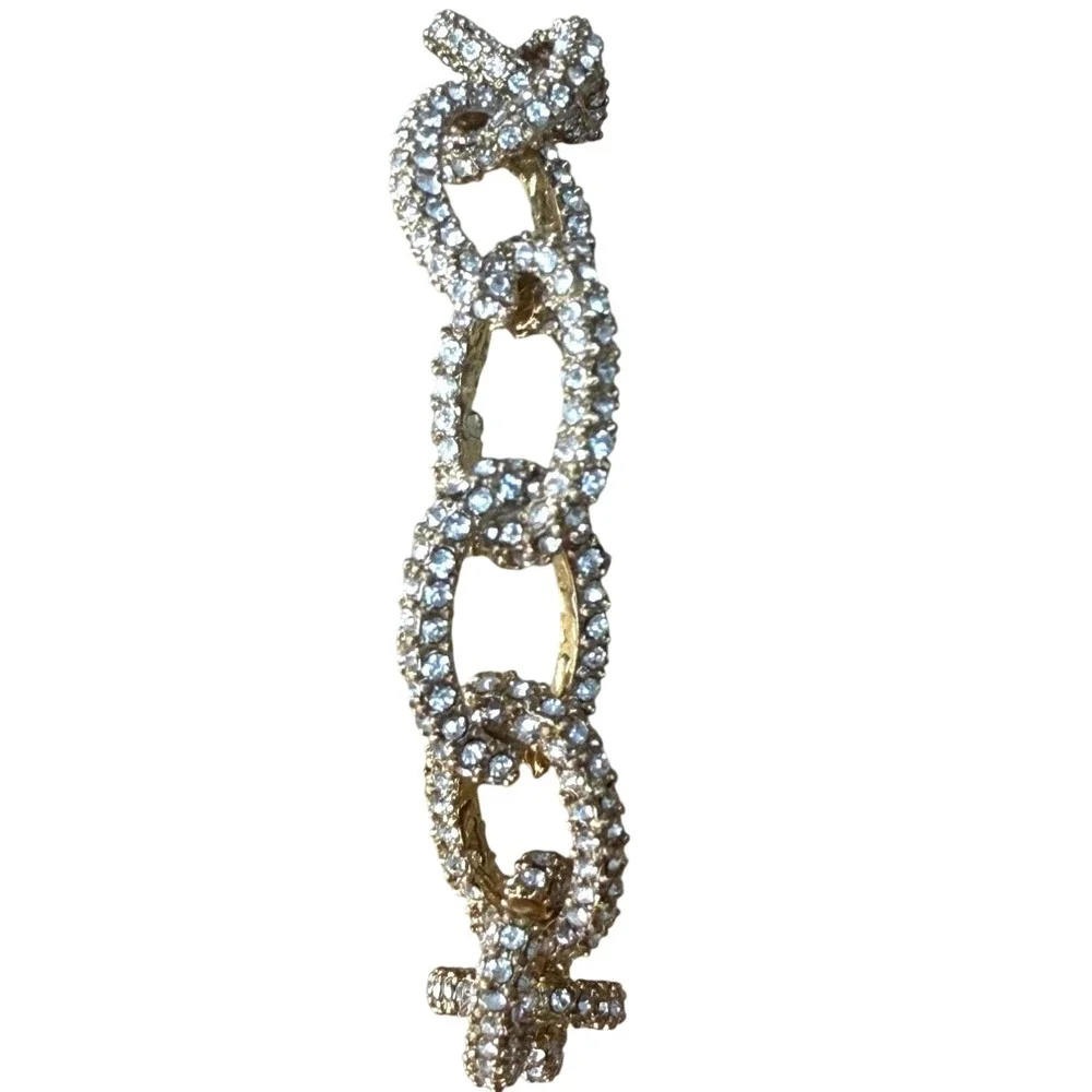 Glam Pave‎ Crystal Gold Tone Link Bracelet from J.Crew